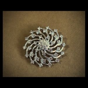 SIGNED Emmons Large Pinwheel Rhinestones Brooch